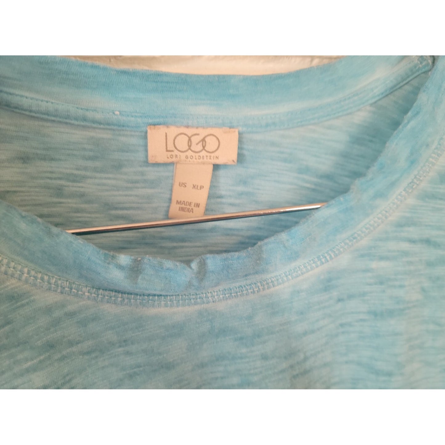 LOGO Lori Goldstein QVC Womens Dress XLP Mini Short Sleeve Blue Heather Pockets