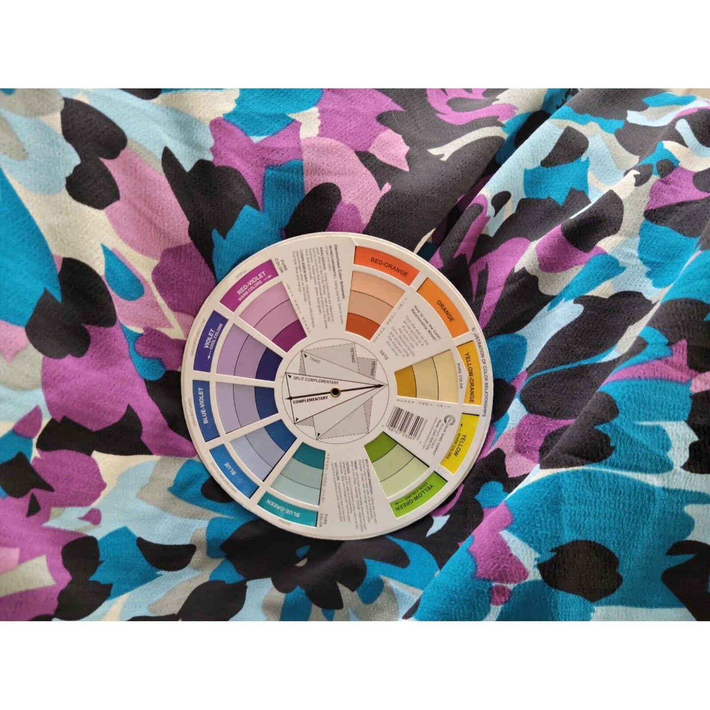 Covington Women Top 26W 28W Plus 3/4 Elastic Sleeve 1/4 Button Purple Watercolor