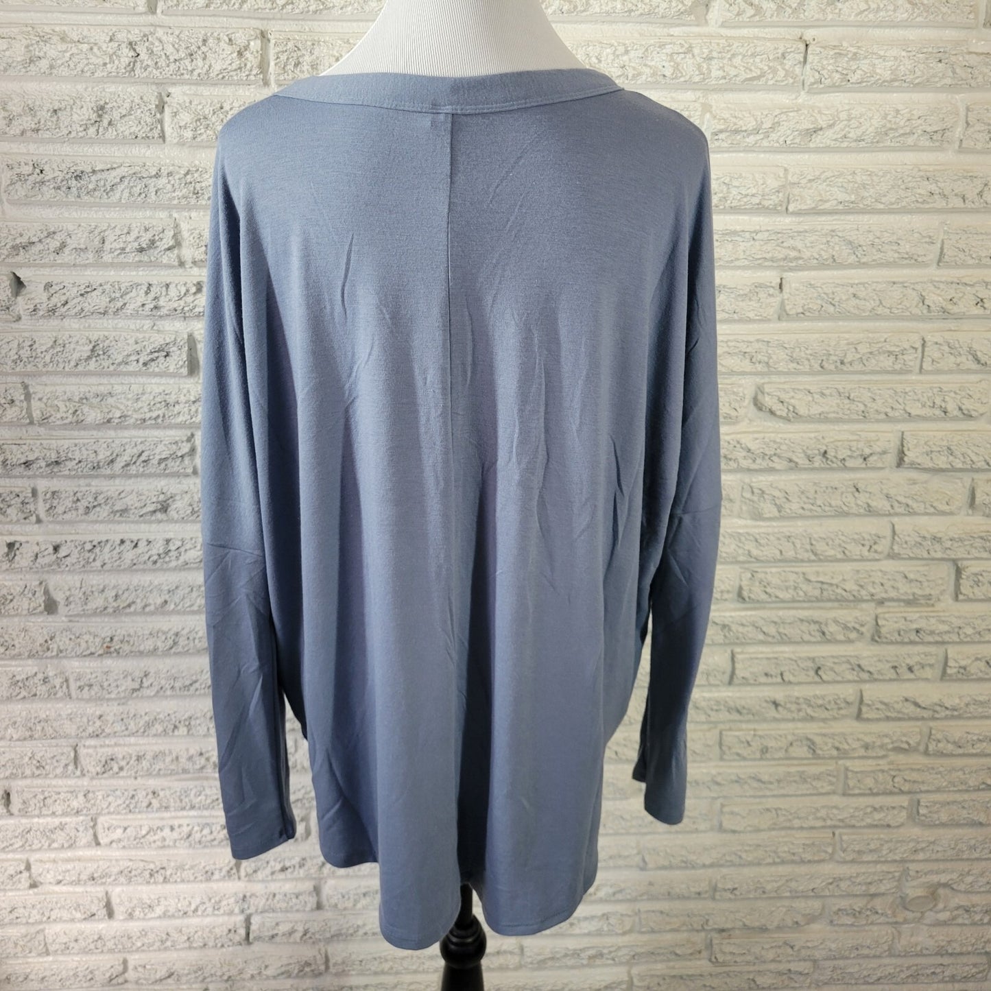 Zenana Premium Womens Top XL Cardigan Blue Button Up Poly Blend Casual Tied Hem