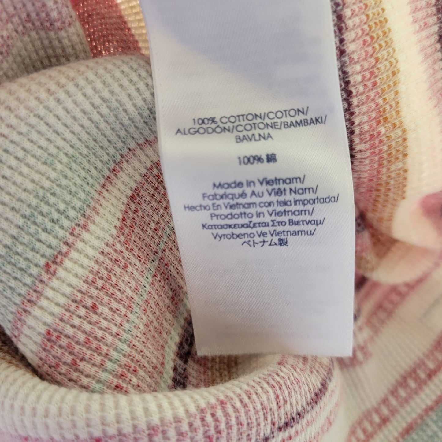 Chaps Womens Sweater 2X Plus Red Yellow Stripe 1/4 Button Cotton Lightweight