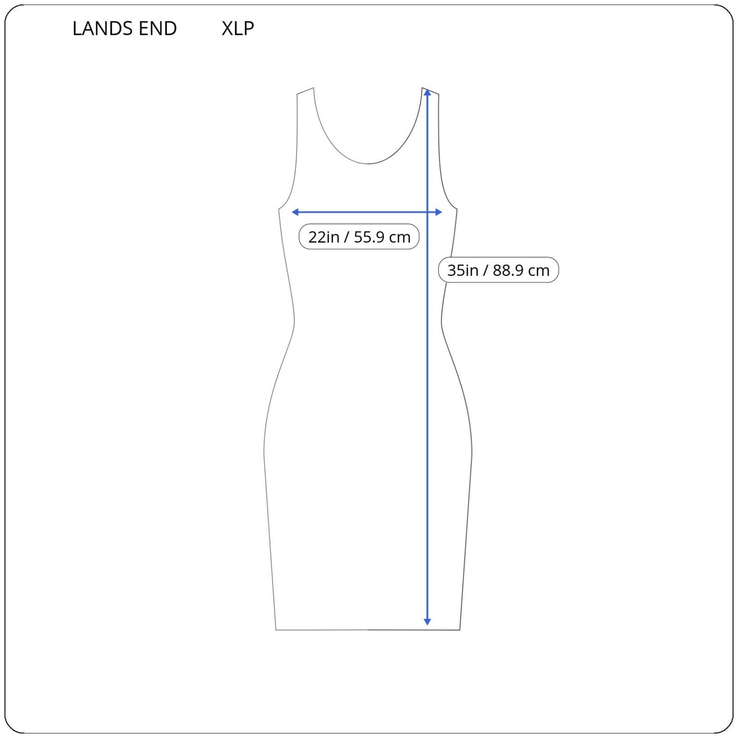 Lands End Women Dress XLP Petite Sleeveless Mini Blue Cotton Collar Comfy Casual