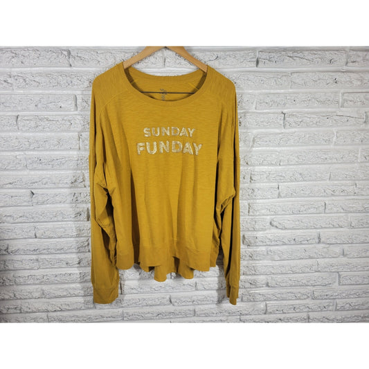 Secret Treasures Womens Top 2X Plus Pajama Sunday Funday Cotton Blend Gold