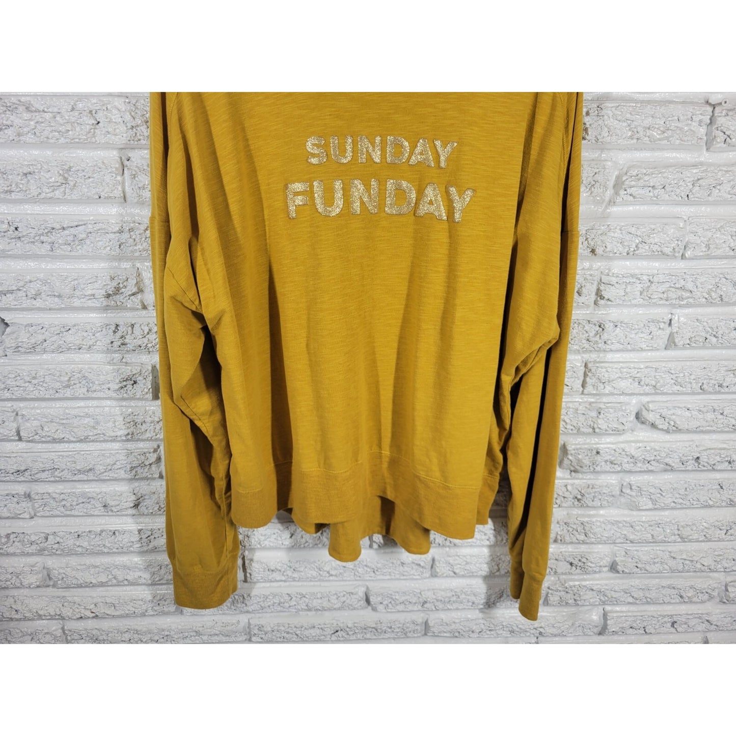 Secret Treasures Womens Top 2X Plus Pajama Sunday Funday Cotton Blend Gold
