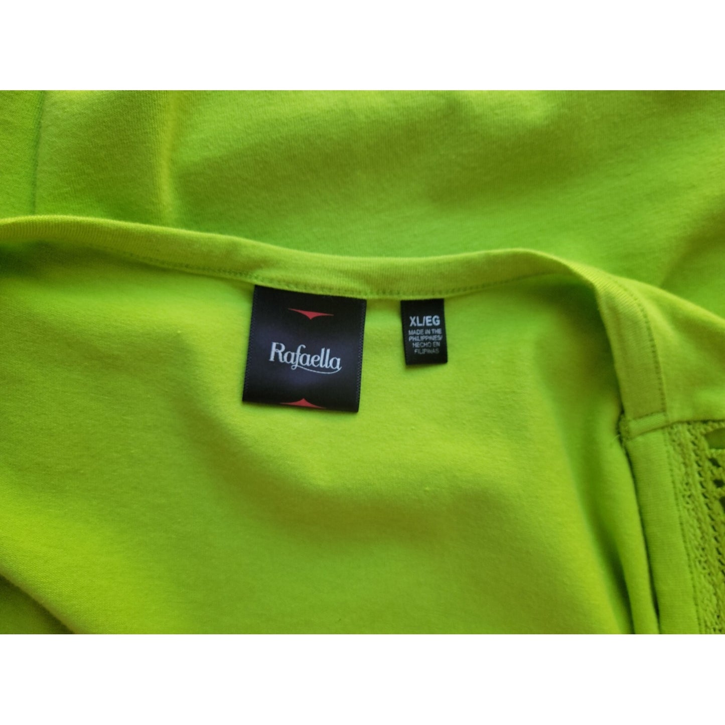 Rafaella Womens Top Extra Large XL Tank Green Crochet Poly Blend Lined Casual