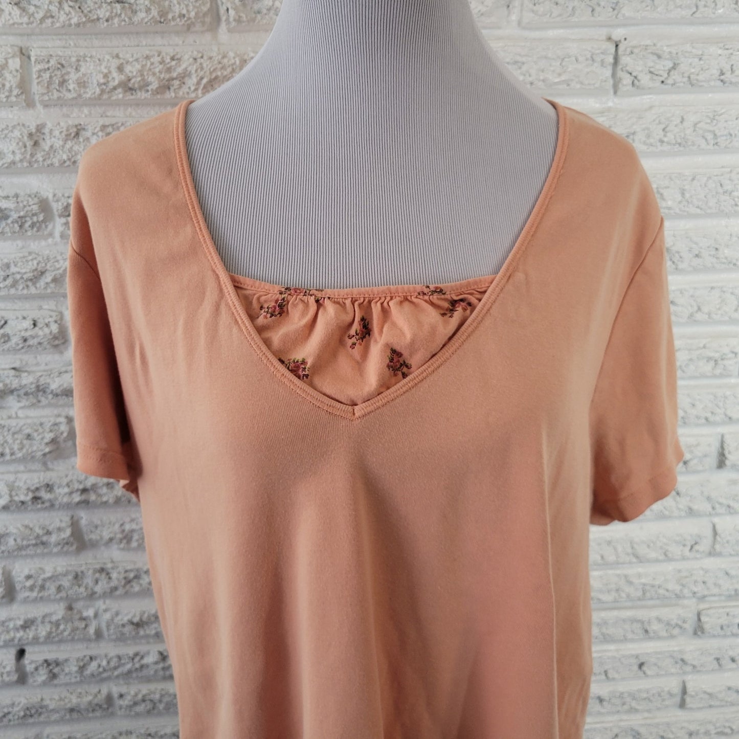 Venezia Womens Top 18 20 Plus Short Sleeve Orange Floral Cotton Casual Comfy