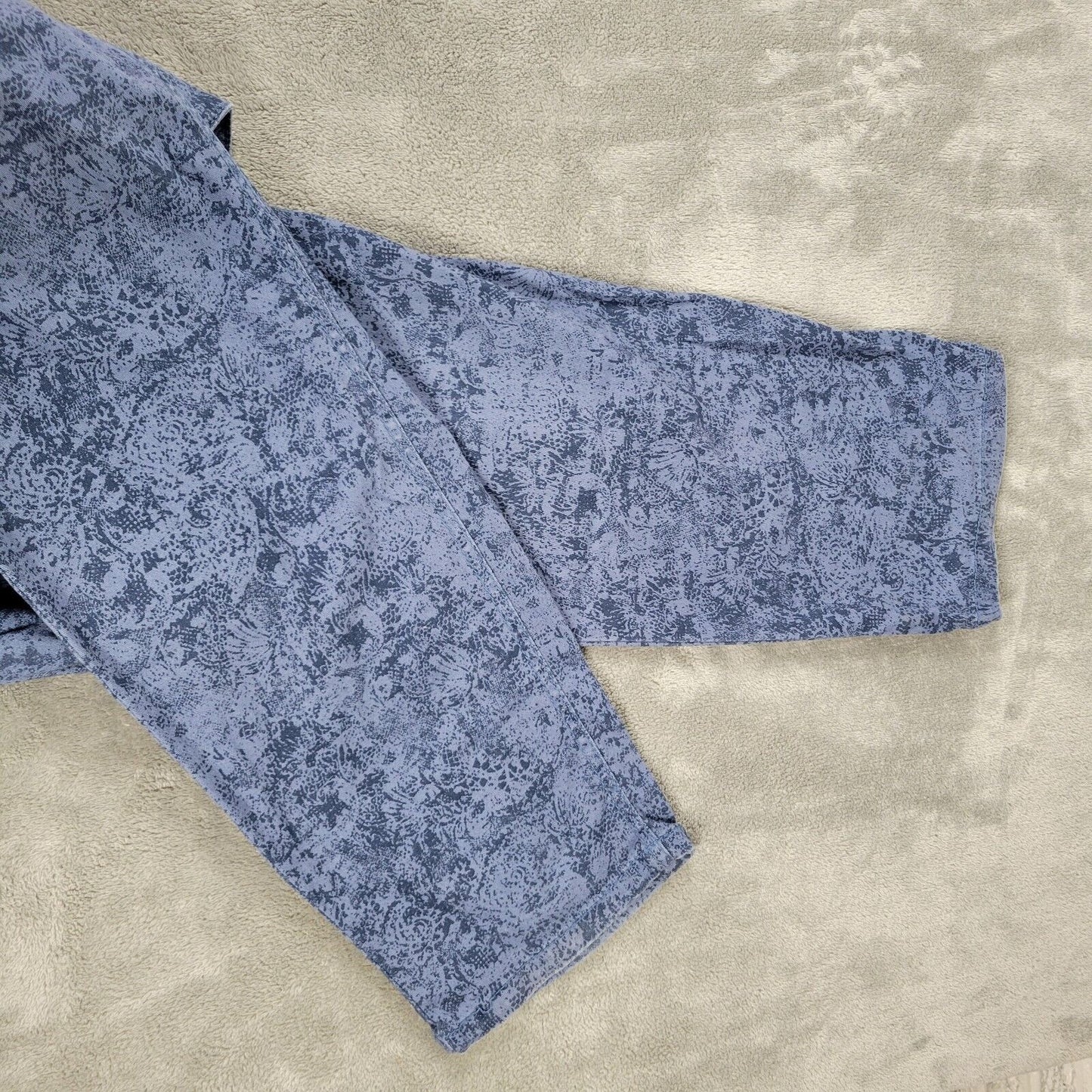 Avenue Womens Jeans 18 Skinny Blue Patterned Denim Zip Fly Cotton Blend Comfy