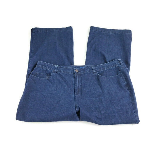 Avenue Womens Jeans 22 Plus Average Boot Cut Dark Blue Denim Wash 5 Pocket Zip