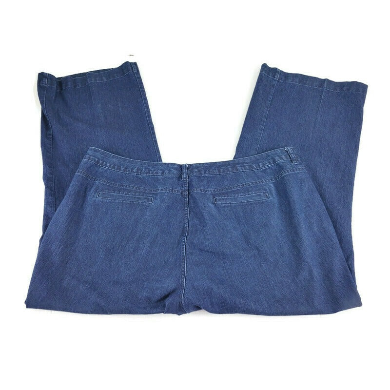 Avenue Womens Jeans 22 Plus Average Boot Cut Dark Blue Denim Wash 5 Pocket Zip