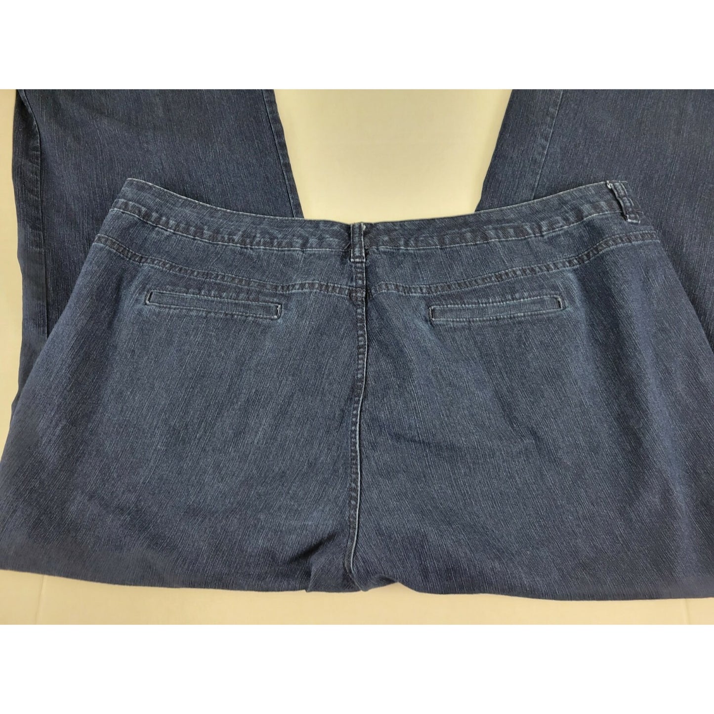 Avenue Womens Jeans 22 Plus Average Boot Cut Dark Blue Denim Wash 5 Pocket Zip