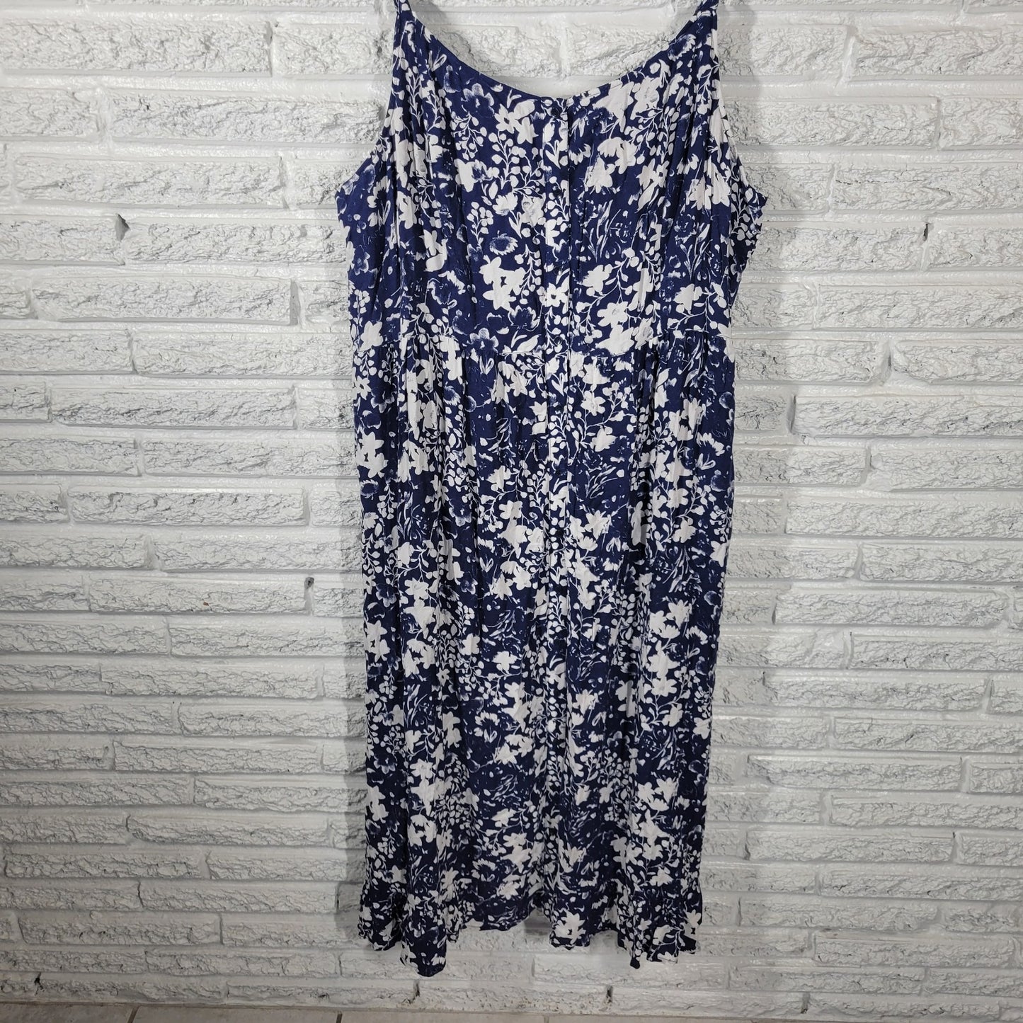 GH Bass Co Womens Dress XXL Plus Slip Midi Blue Adjustable Spaghetti Lined