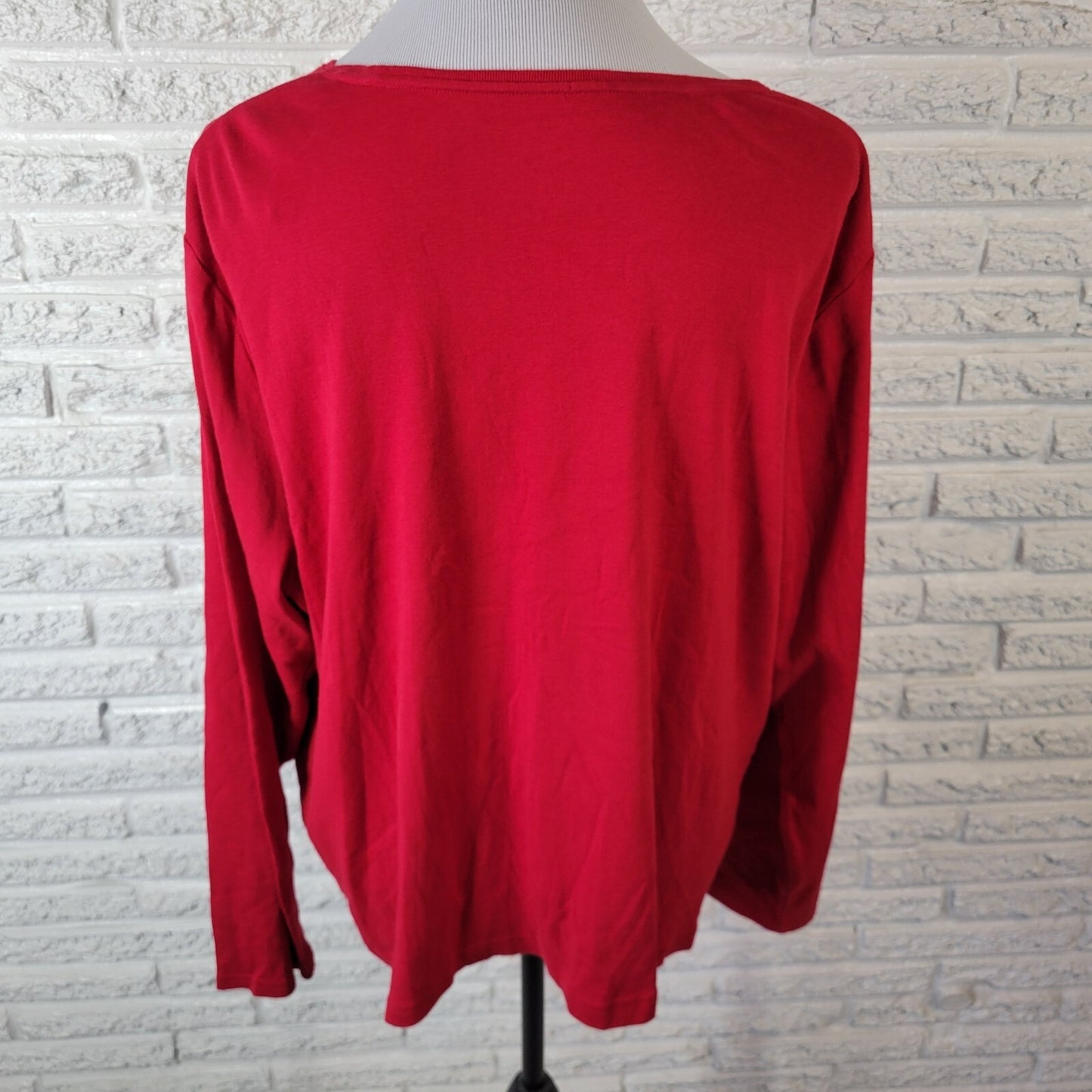 Croft Barrow Women Top 2X Plus Tee Classic Long Sleeve Classic Red Lightweight