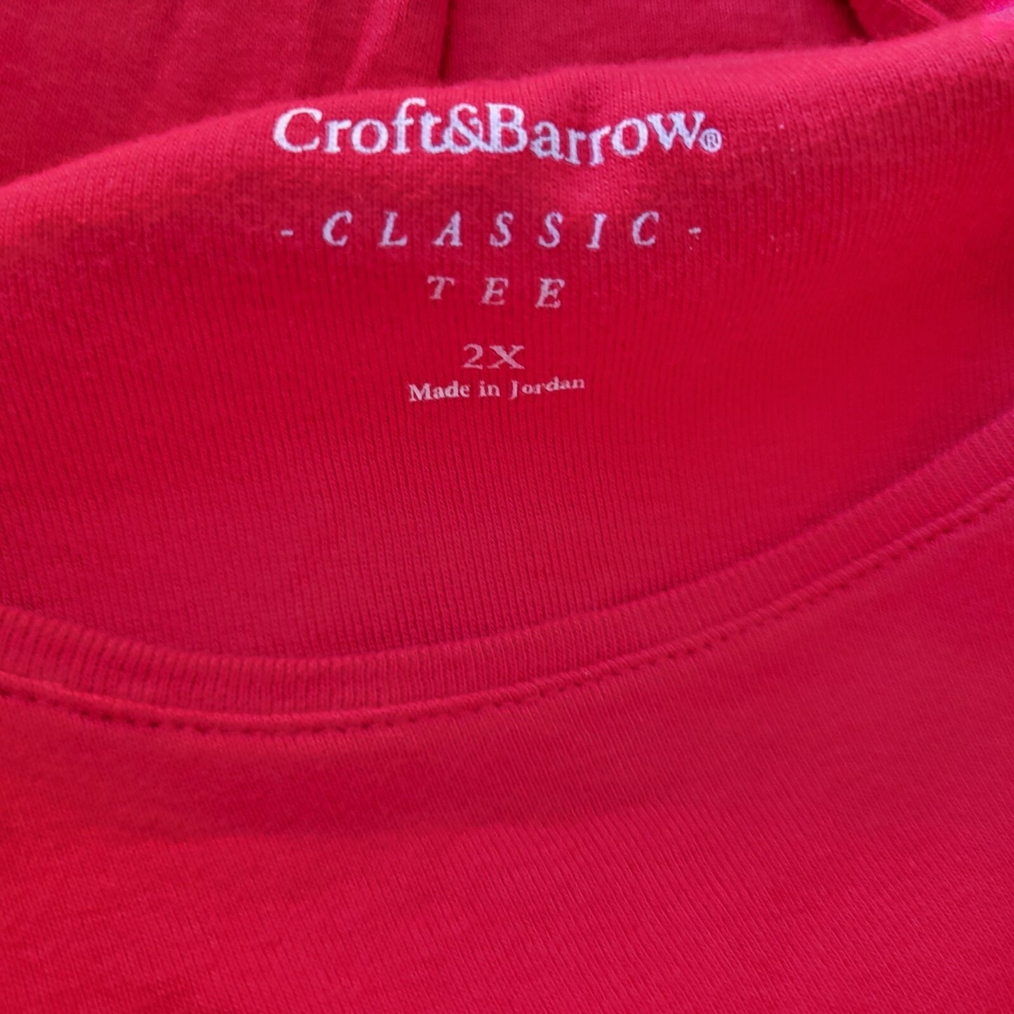 Croft Barrow Women Top 2X Plus Tee Classic Long Sleeve Classic Red Lightweight