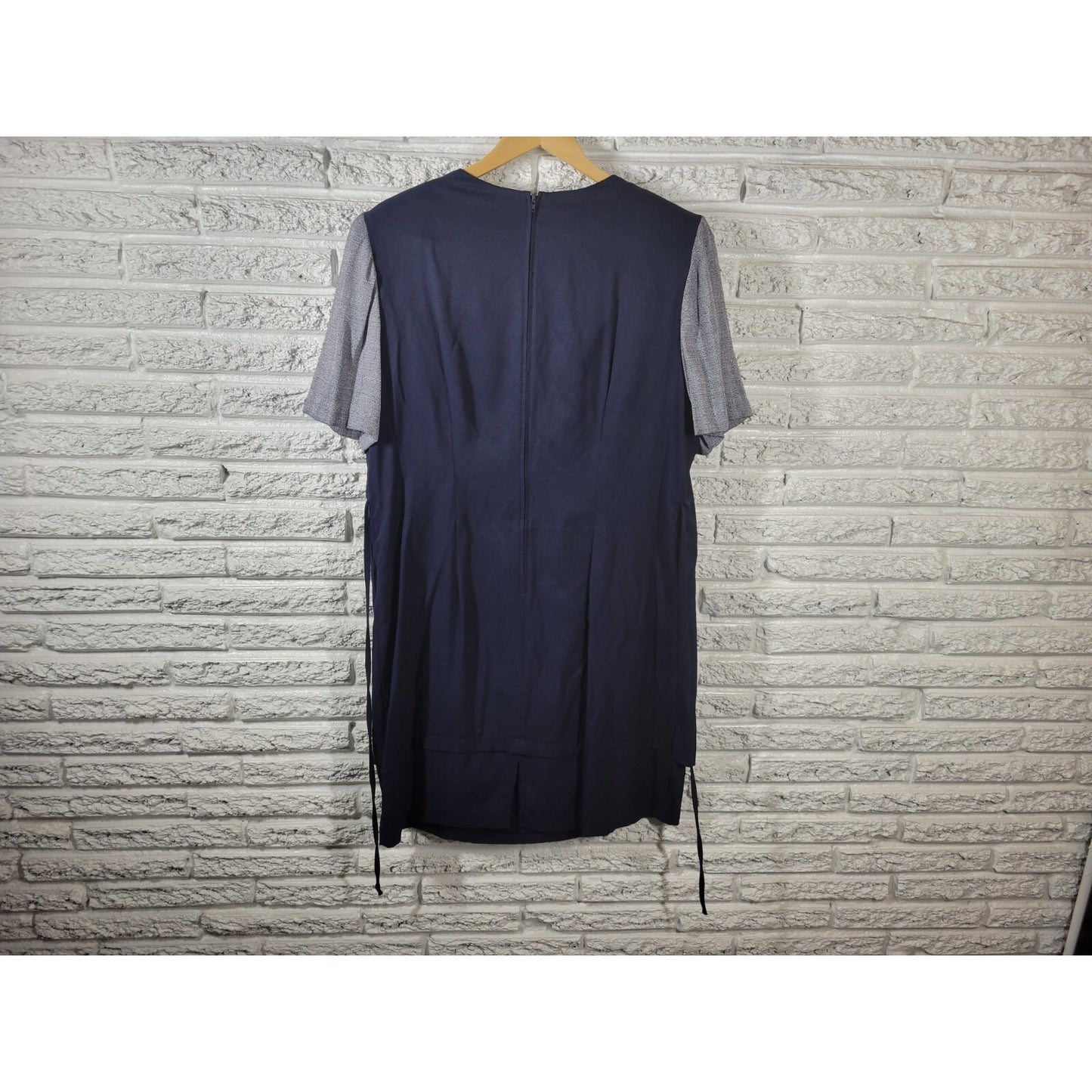 Vintage Lady Dorby Womens Dress 20W Plus Jacket Short Sleeve Blue Embroidered