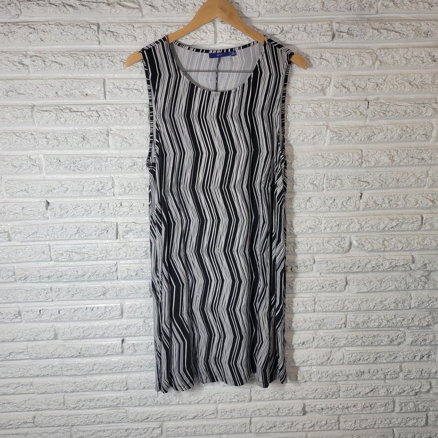 Apt 9 Womens Dress Extra Large Tank Mini Shift Black Stripe Lightweight Casual