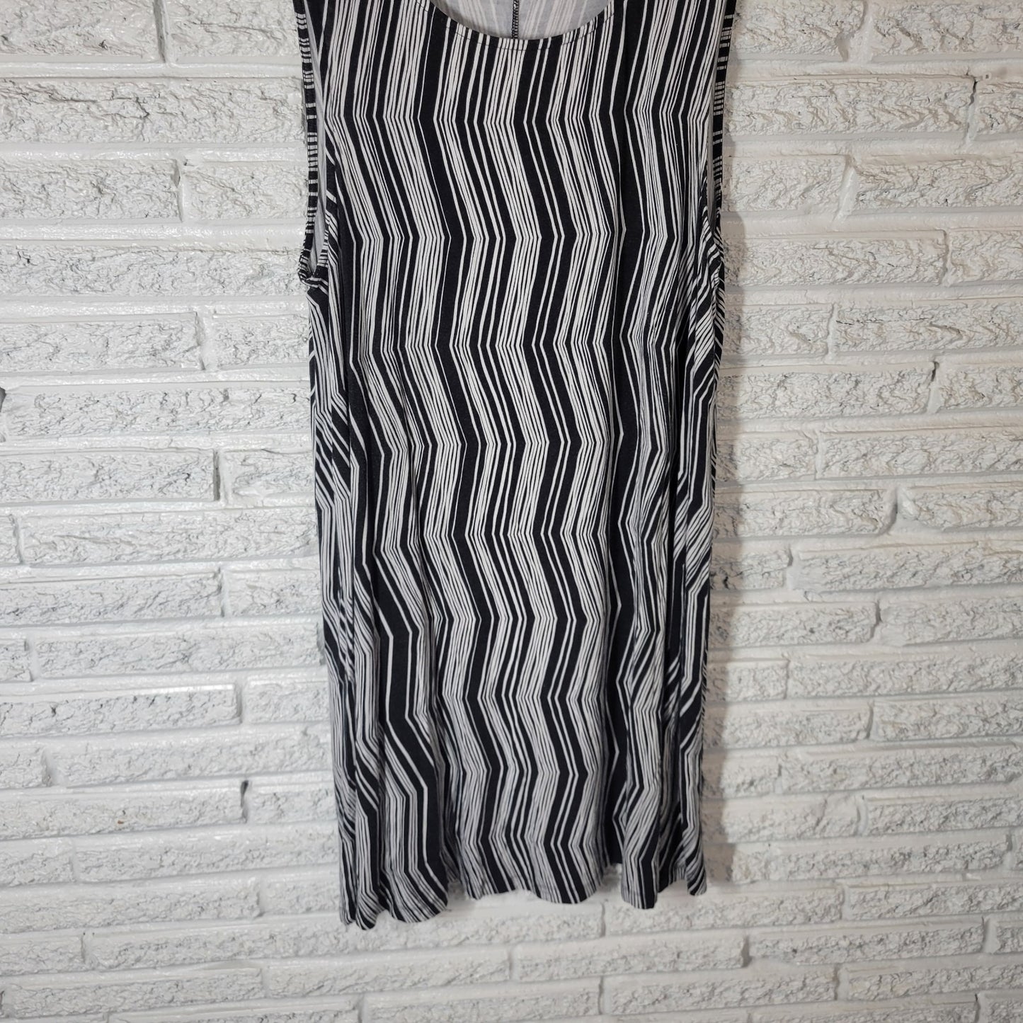 Apt 9 Womens Dress Extra Large Tank Mini Shift Black Stripe Lightweight Casual
