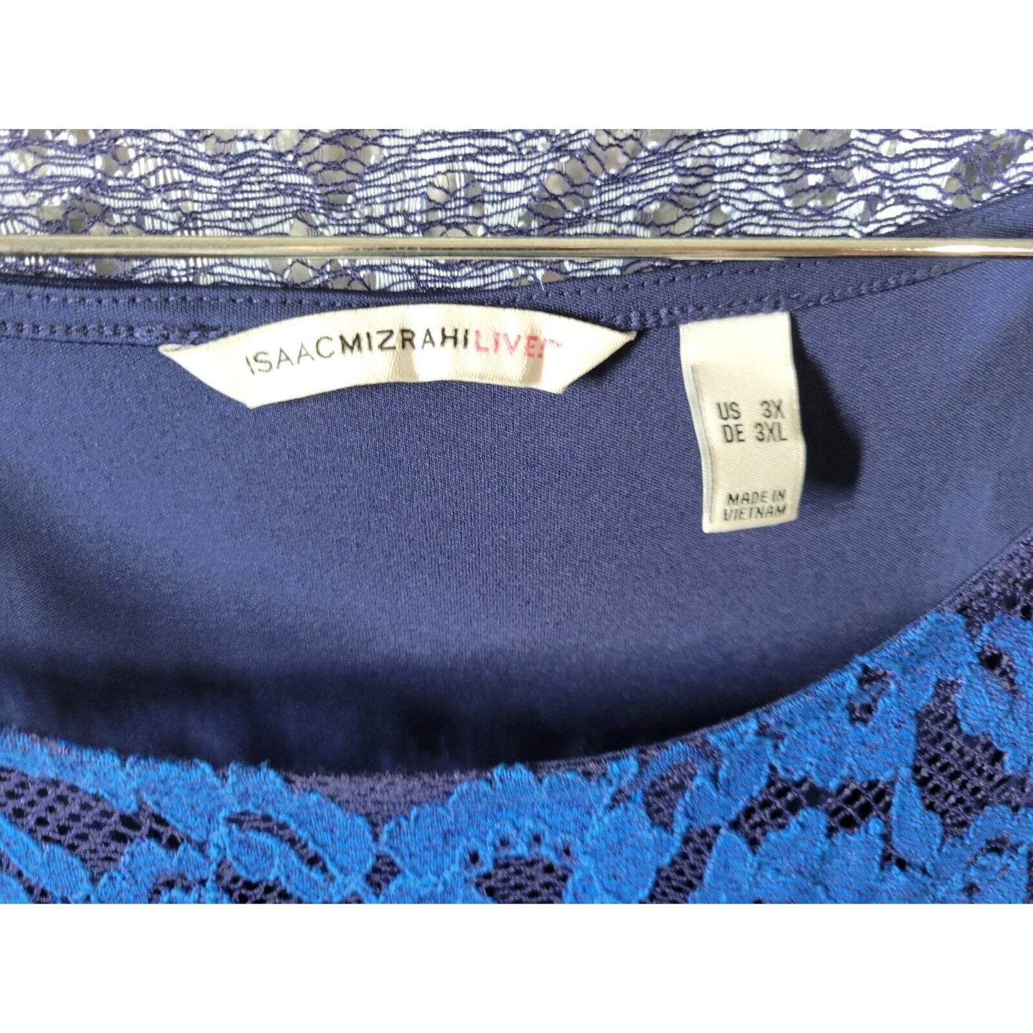 Isaac Mizrahi Live QVC Womens Dress 3X 3/4 Sleeve Blue Lace Floral Lined Career