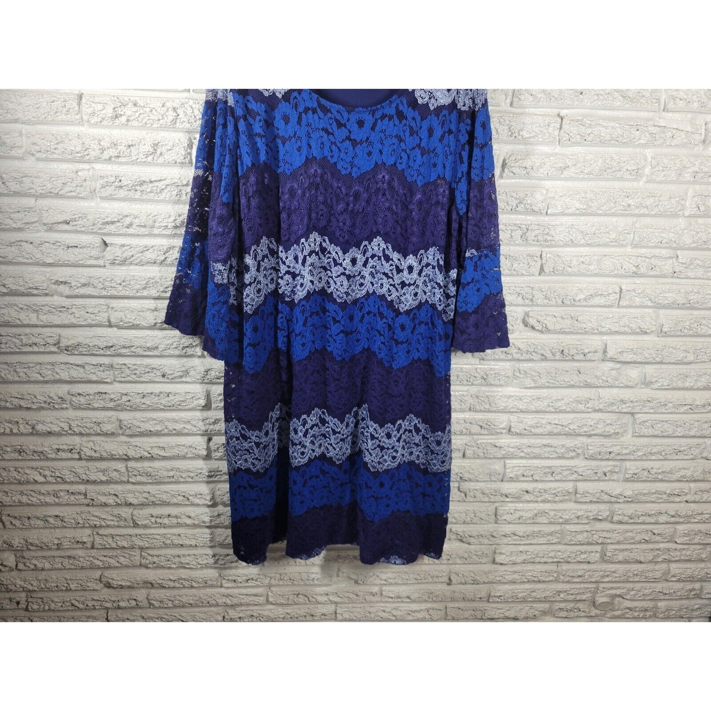 Isaac Mizrahi Live QVC Womens Dress 3X 3/4 Sleeve Blue Lace Floral Lined Career