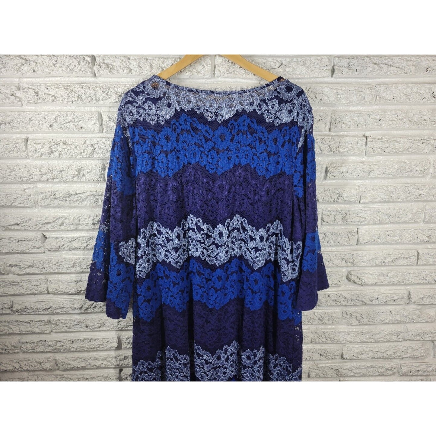 Isaac Mizrahi Live QVC Womens Dress 3X 3/4 Sleeve Blue Lace Floral Lined Career