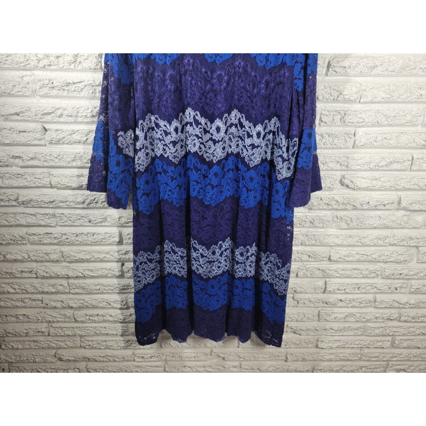 Isaac Mizrahi Live QVC Womens Dress 3X 3/4 Sleeve Blue Lace Floral Lined Career