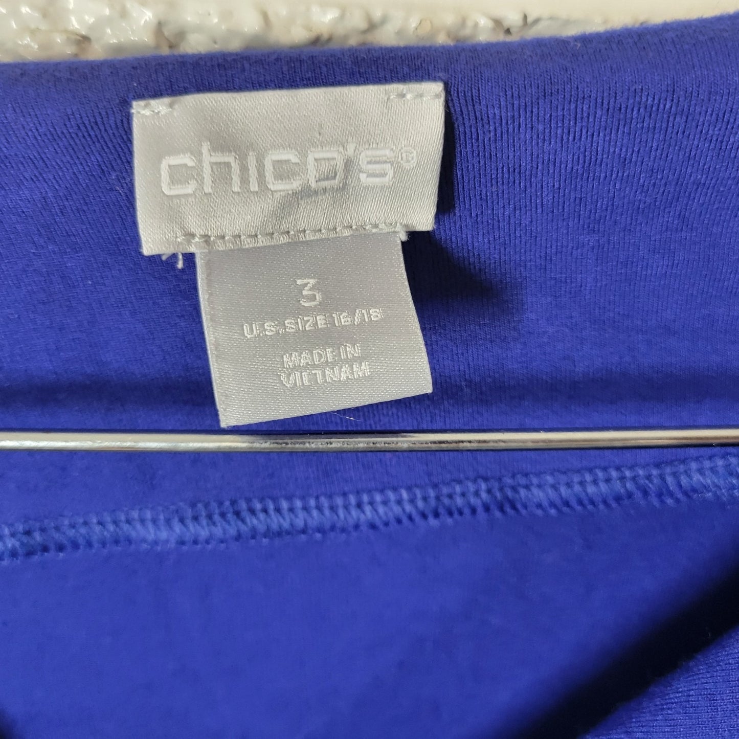 Chicos Womens Dress 3 Standard XL Short Sleeve Blue Drawstring Pockets Comfy