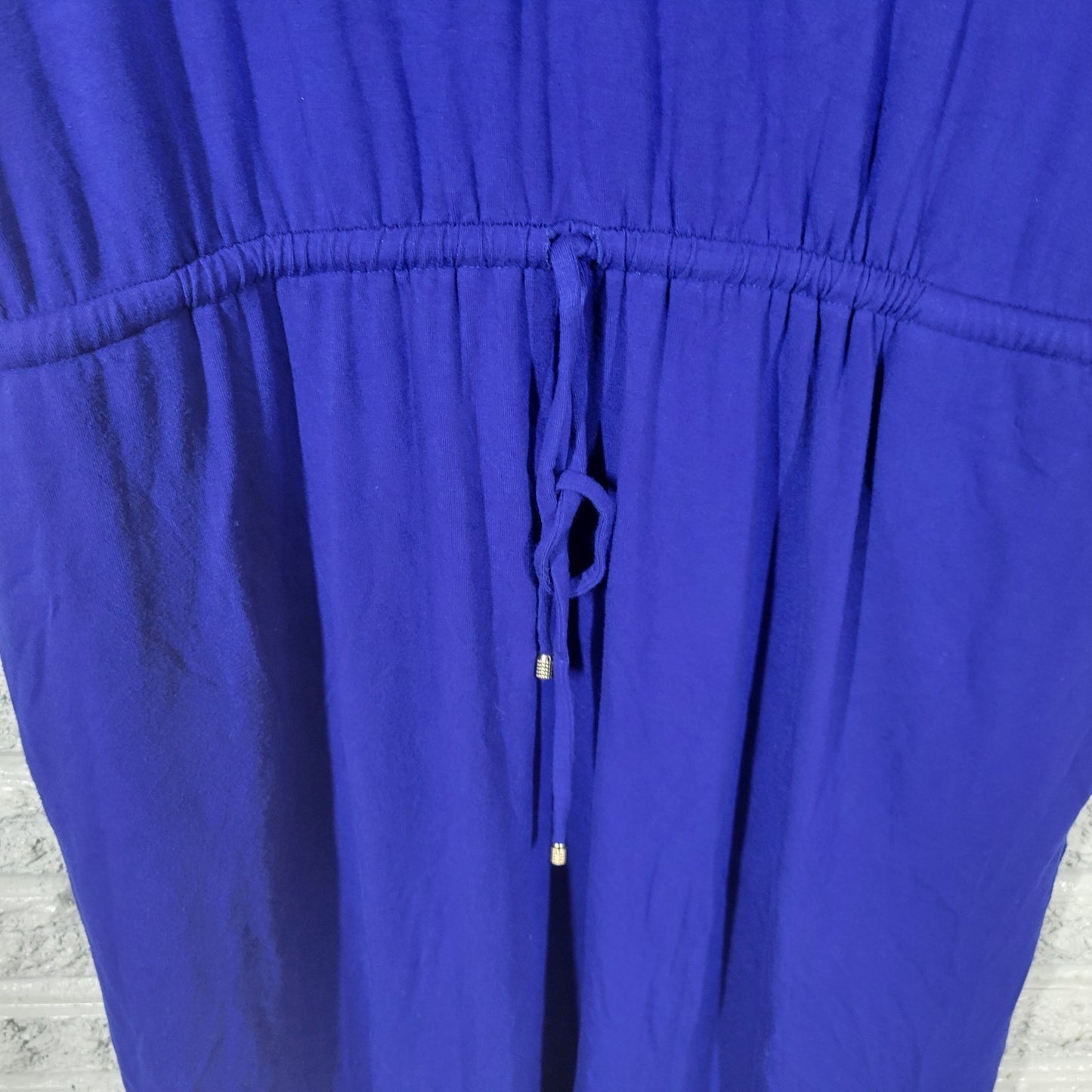Chicos Womens Dress 3 Standard XL Short Sleeve Blue Drawstring Pockets Comfy