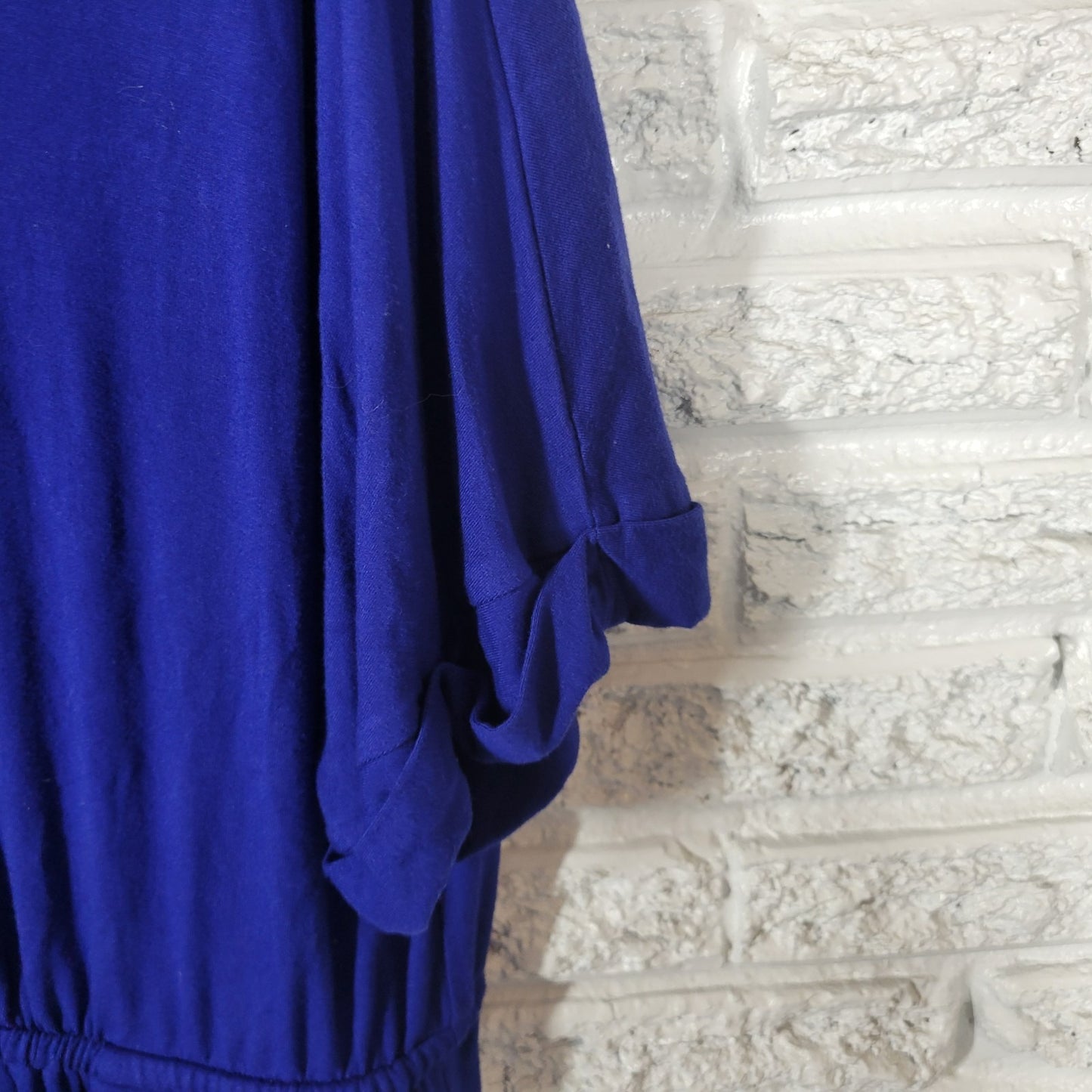 Chicos Womens Dress 3 Standard XL Short Sleeve Blue Drawstring Pockets Comfy