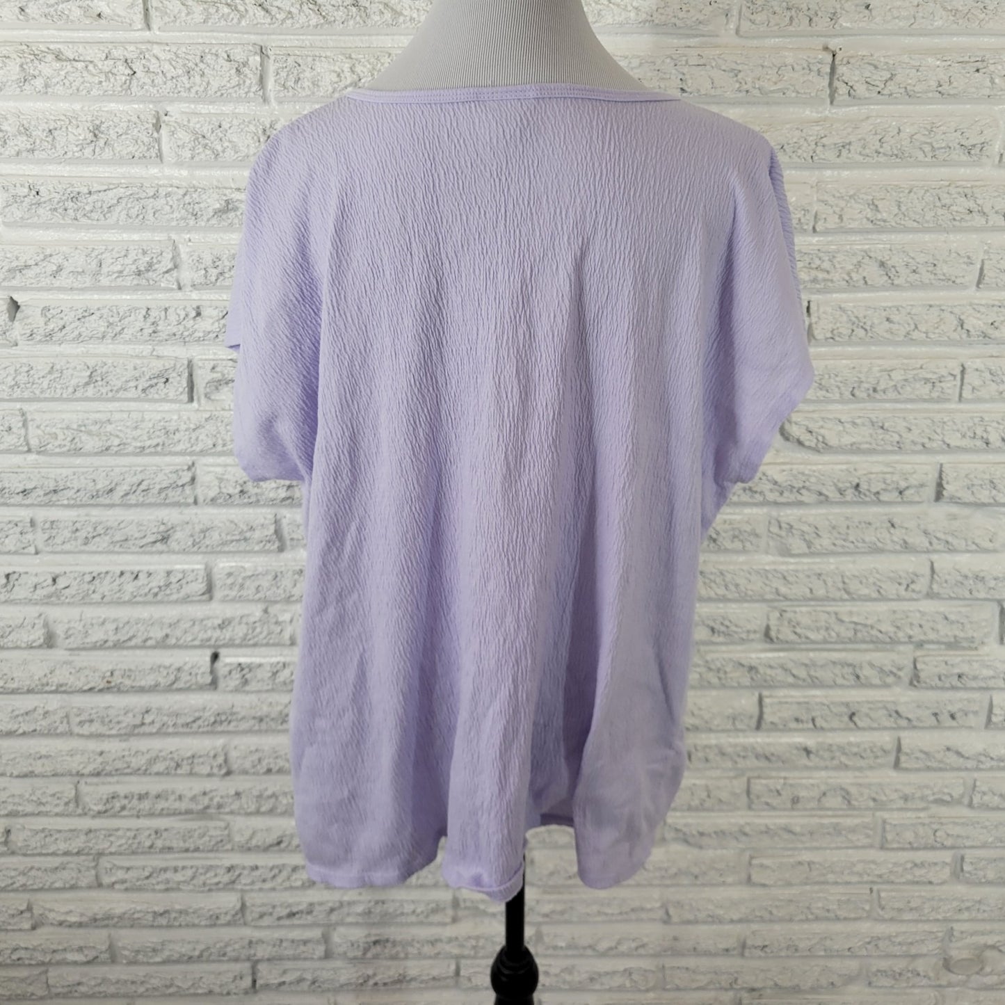 Ava Viv Womens Top 1X Plus Tee Knit Crinkle Lavender Lightweight Comfy Casual