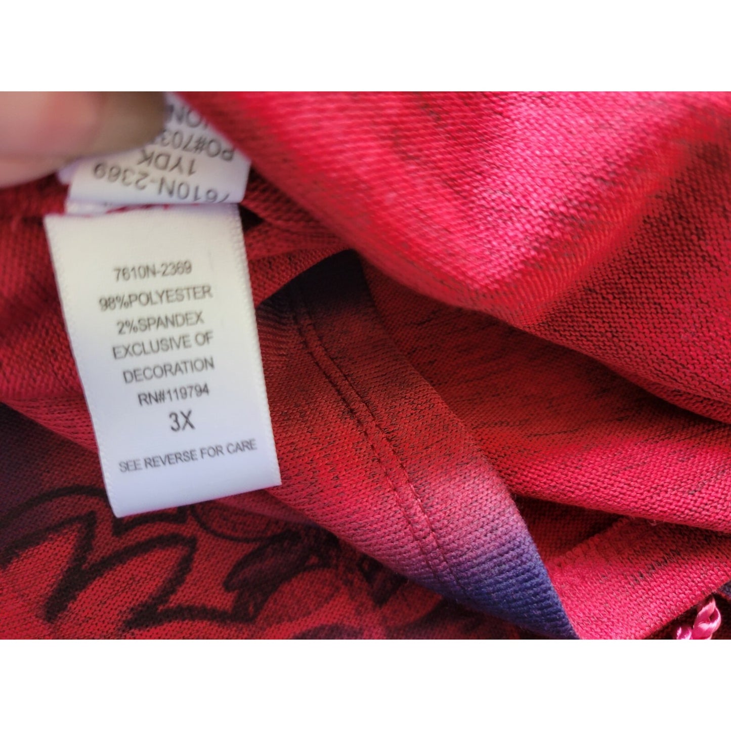 Energe Womens Top 3X Tunic Long Sleeve Red Paisley Poly Blend Tassels Keyhole