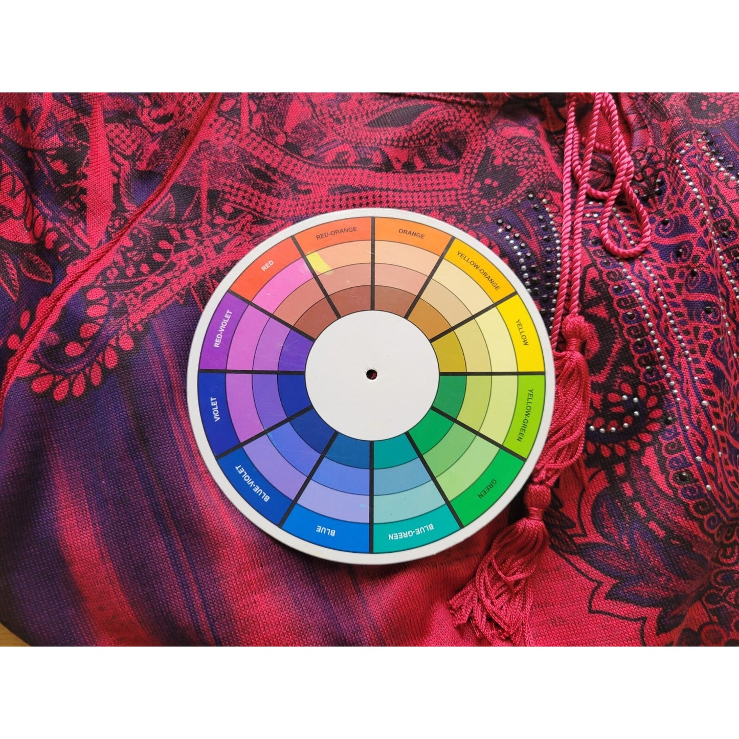 Energe Womens Top 3X Tunic Long Sleeve Red Paisley Poly Blend Tassels Keyhole