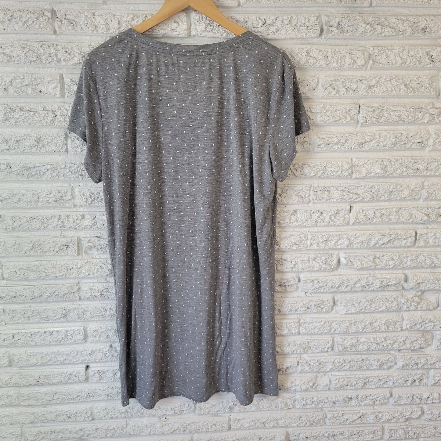 Daisy Fuentes Womens Nightgown 1X Plus Sleep Pajama Top Gray Glitter Lightweight