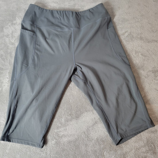 Baleaf Women Pants 2XL Plus Leggings Capri Pull On Gray Pockets Activewear Comfy