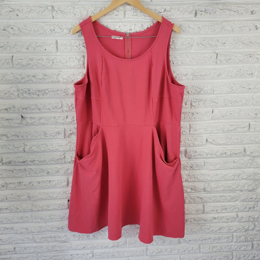 Maurices Womens Dress 3 3X Plus Fit Flare Sleeveless Casual Pockets Coral Pink