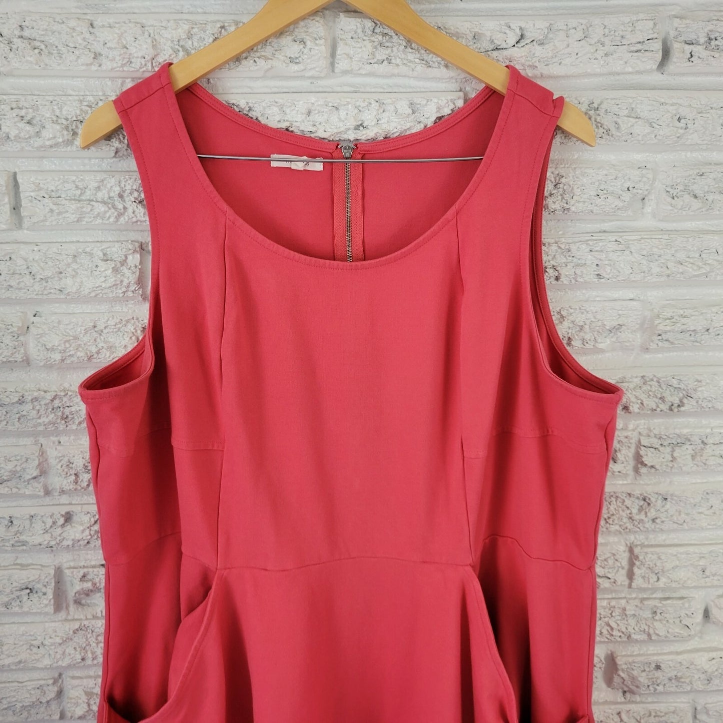 Maurices Womens Dress 3 3X Plus Fit Flare Sleeveless Casual Pockets Coral Pink