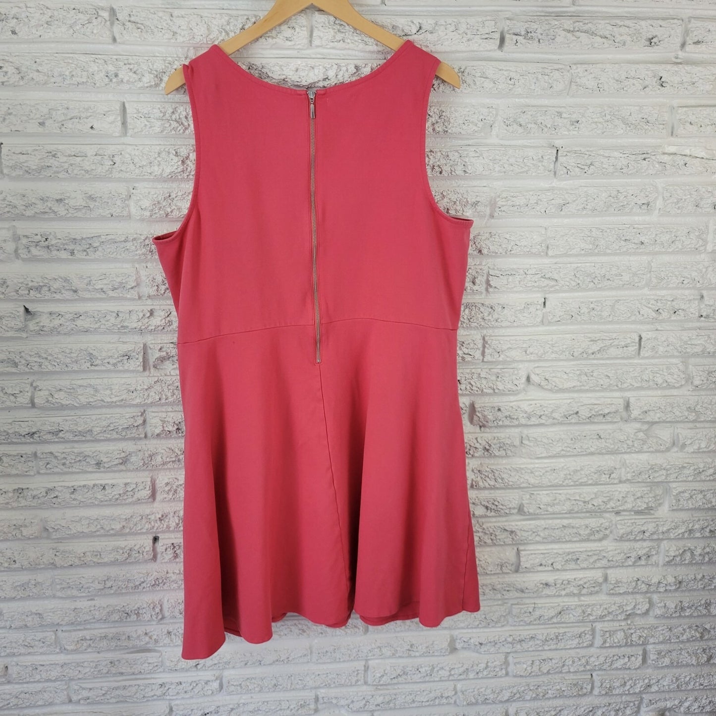 Maurices Womens Dress 3 3X Plus Fit Flare Sleeveless Casual Pockets Coral Pink