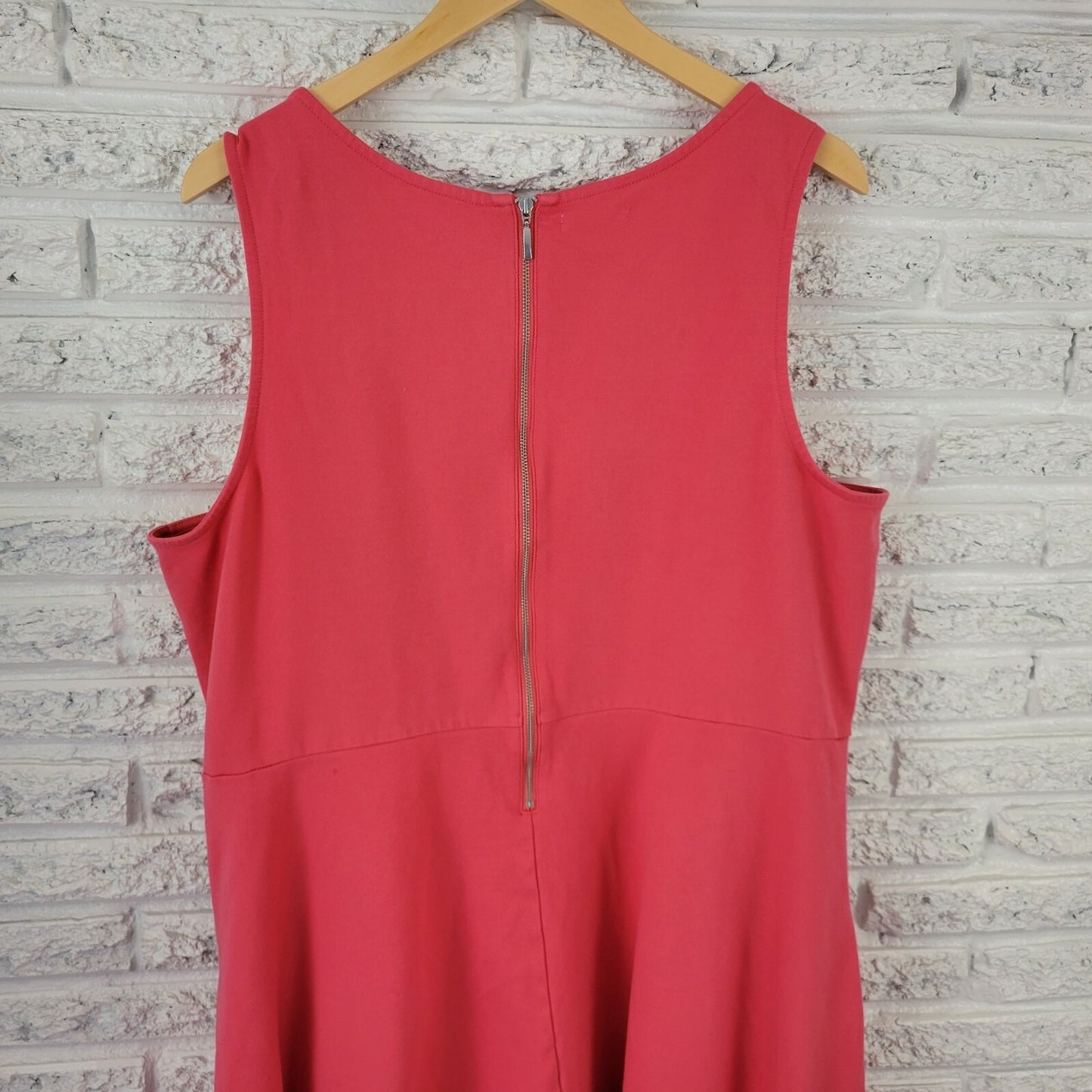 Maurices Womens Dress 3 3X Plus Fit Flare Sleeveless Casual Pockets Coral Pink