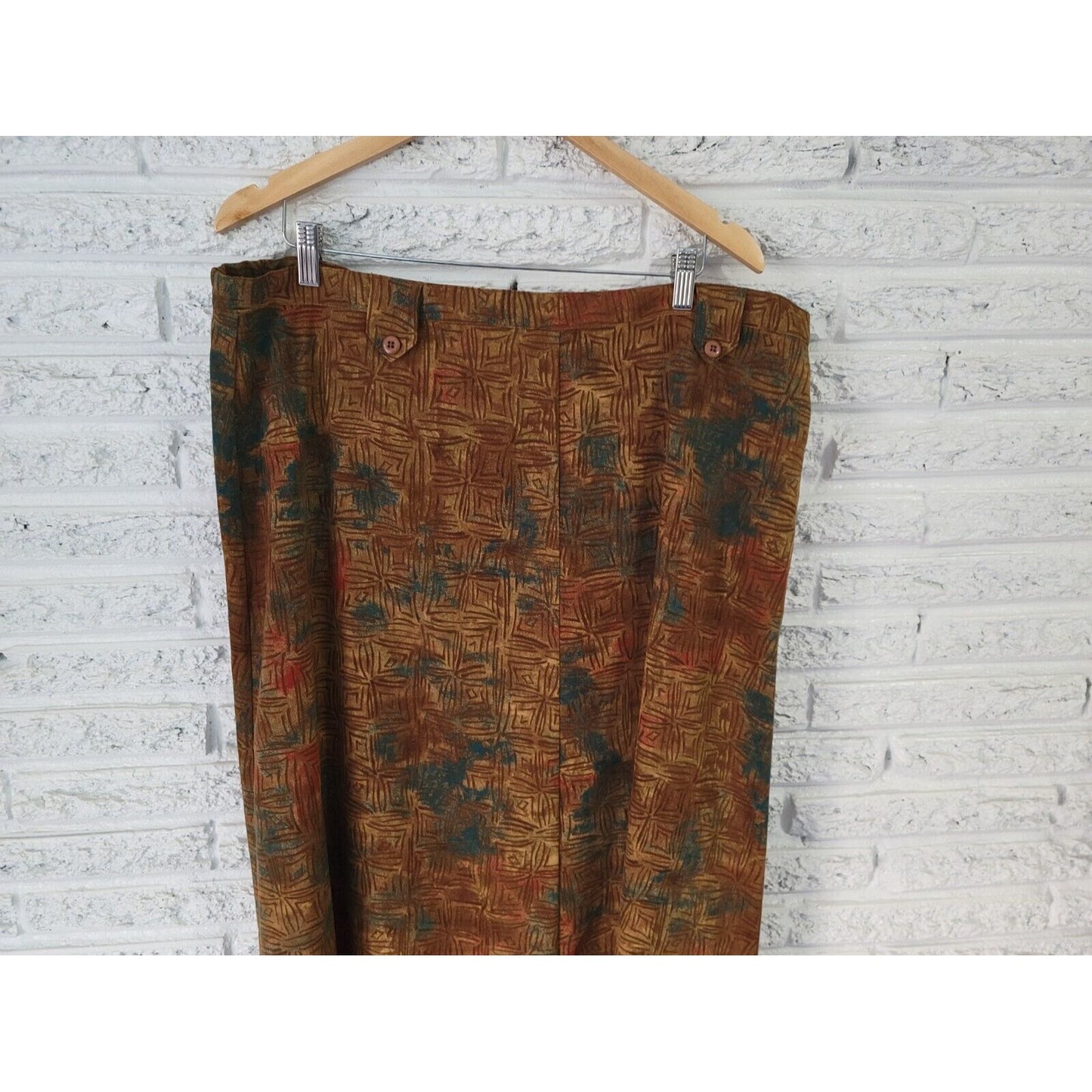 CJ Banks Womens Skirt 22W Plus Pencil Straight Brown Geometric Poly Blend