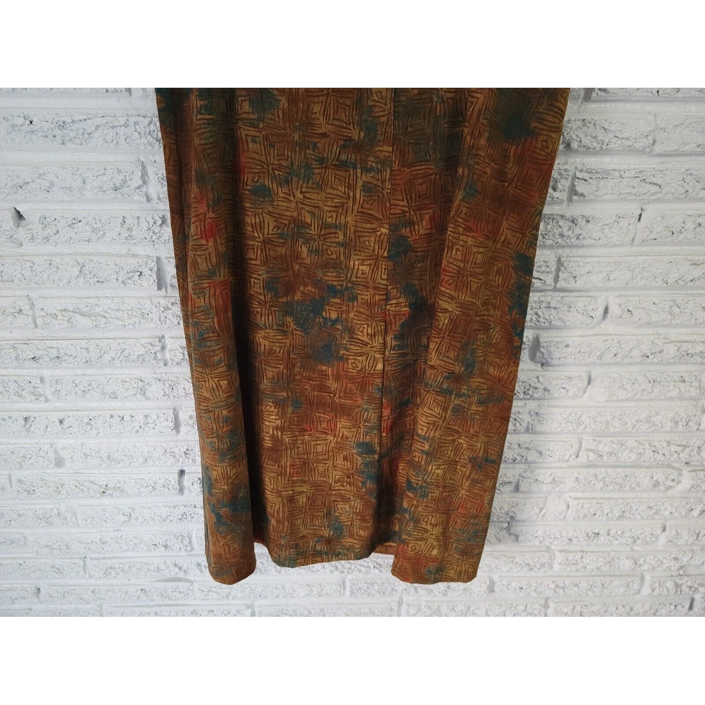CJ Banks Womens Skirt 22W Plus Pencil Straight Brown Geometric Poly Blend