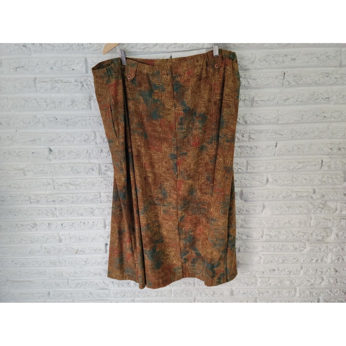 CJ Banks Womens Skirt 22W Plus Pencil Straight Brown Geometric Poly Blend