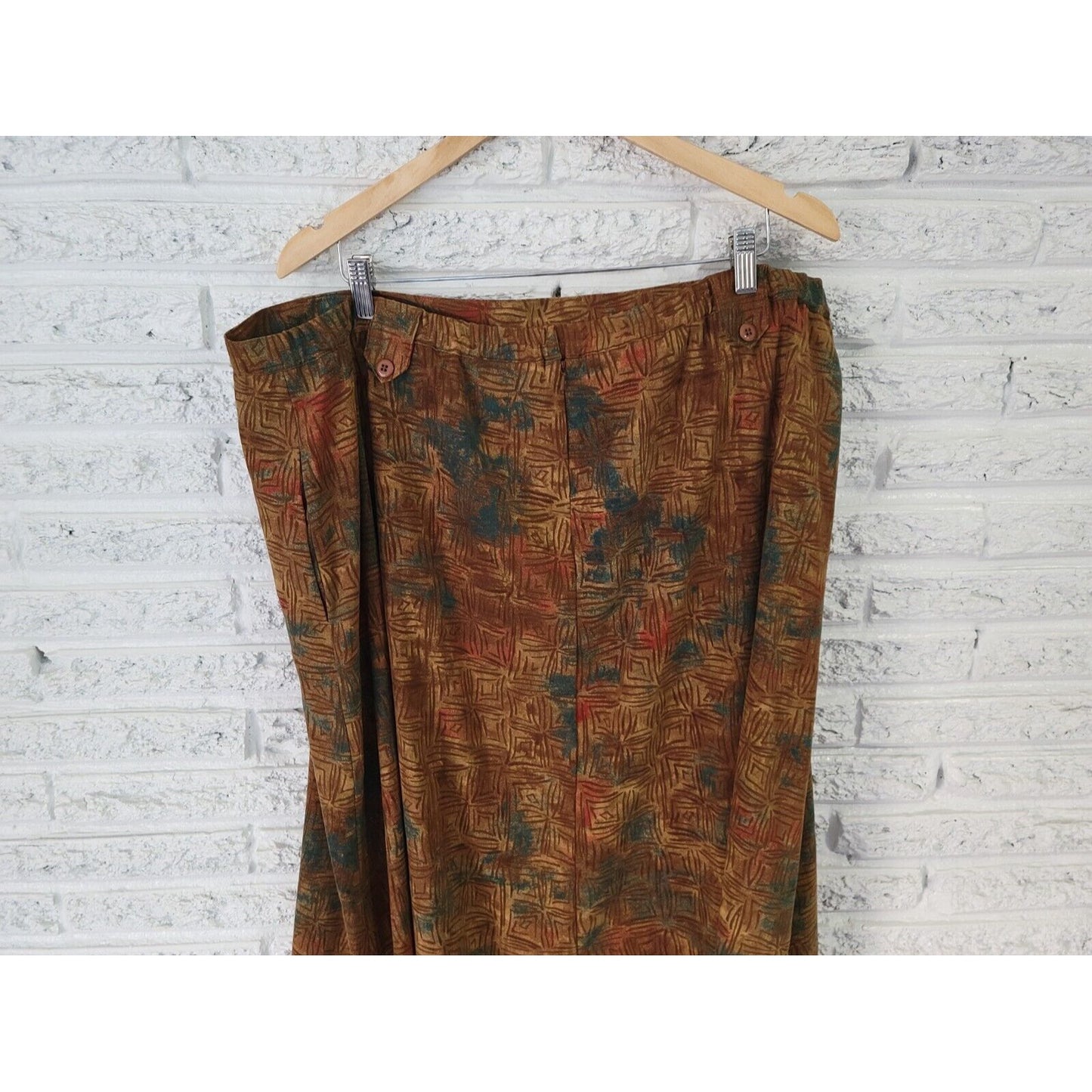 CJ Banks Womens Skirt 22W Plus Pencil Straight Brown Geometric Poly Blend