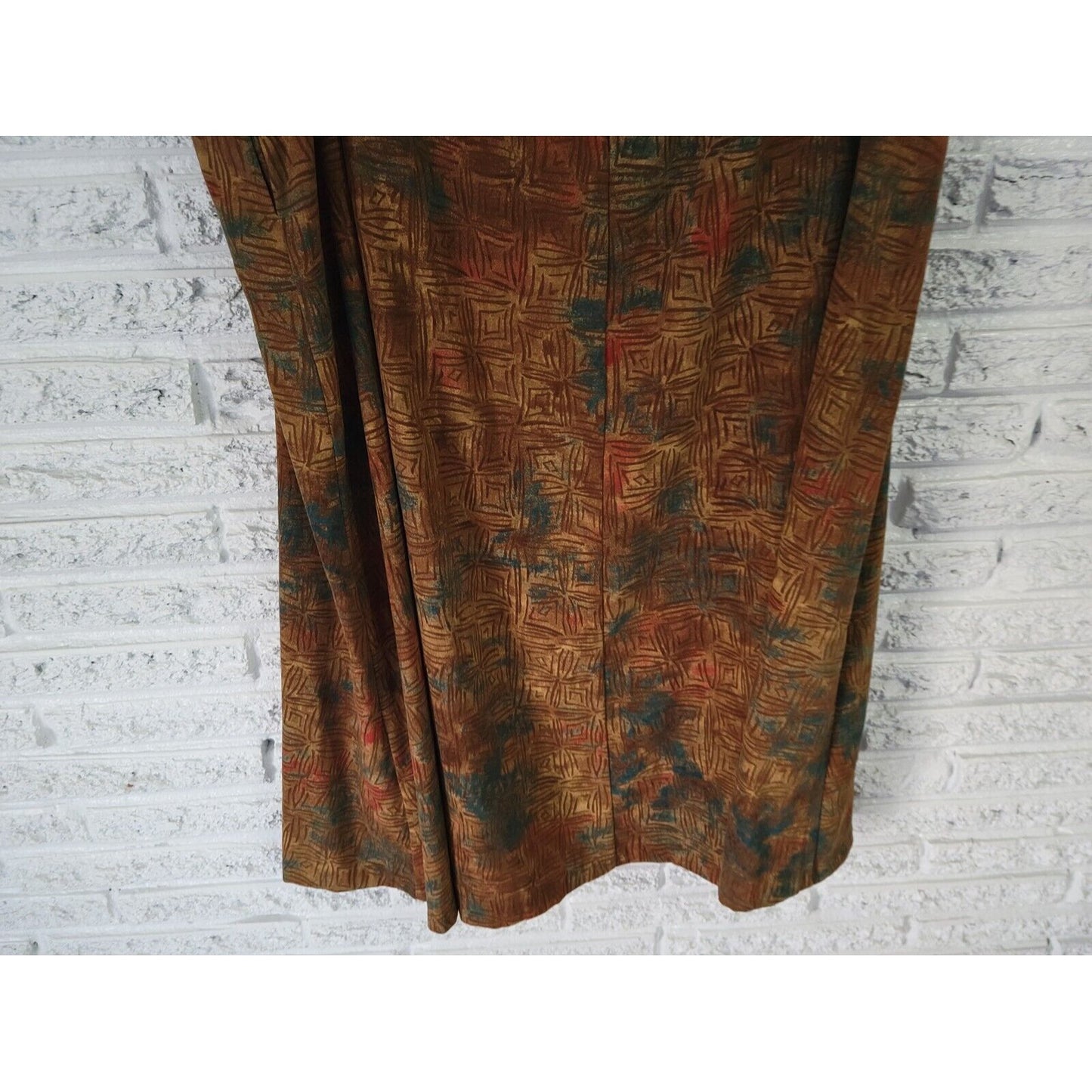CJ Banks Womens Skirt 22W Plus Pencil Straight Brown Geometric Poly Blend
