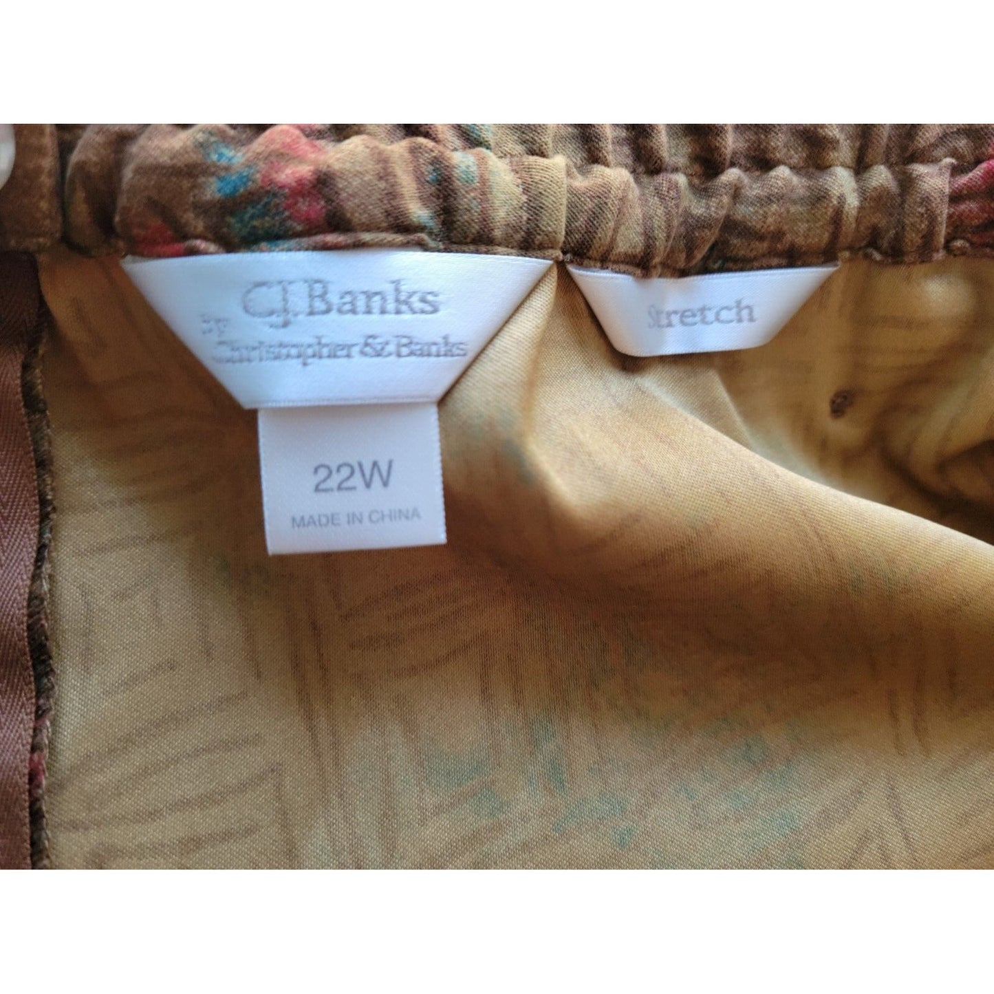 CJ Banks Womens Skirt 22W Plus Pencil Straight Brown Geometric Poly Blend