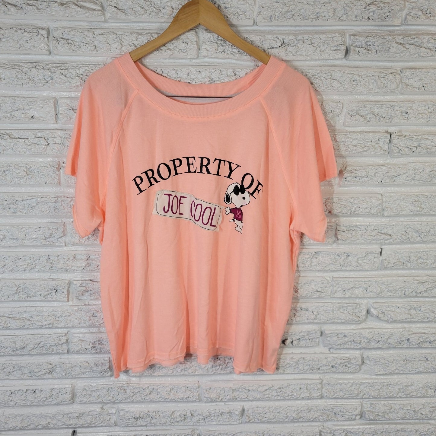 Peanuts Snoopy Womens Top 2X 18W 20W Plus Tee Knit Pink Joe Cool Lightweight