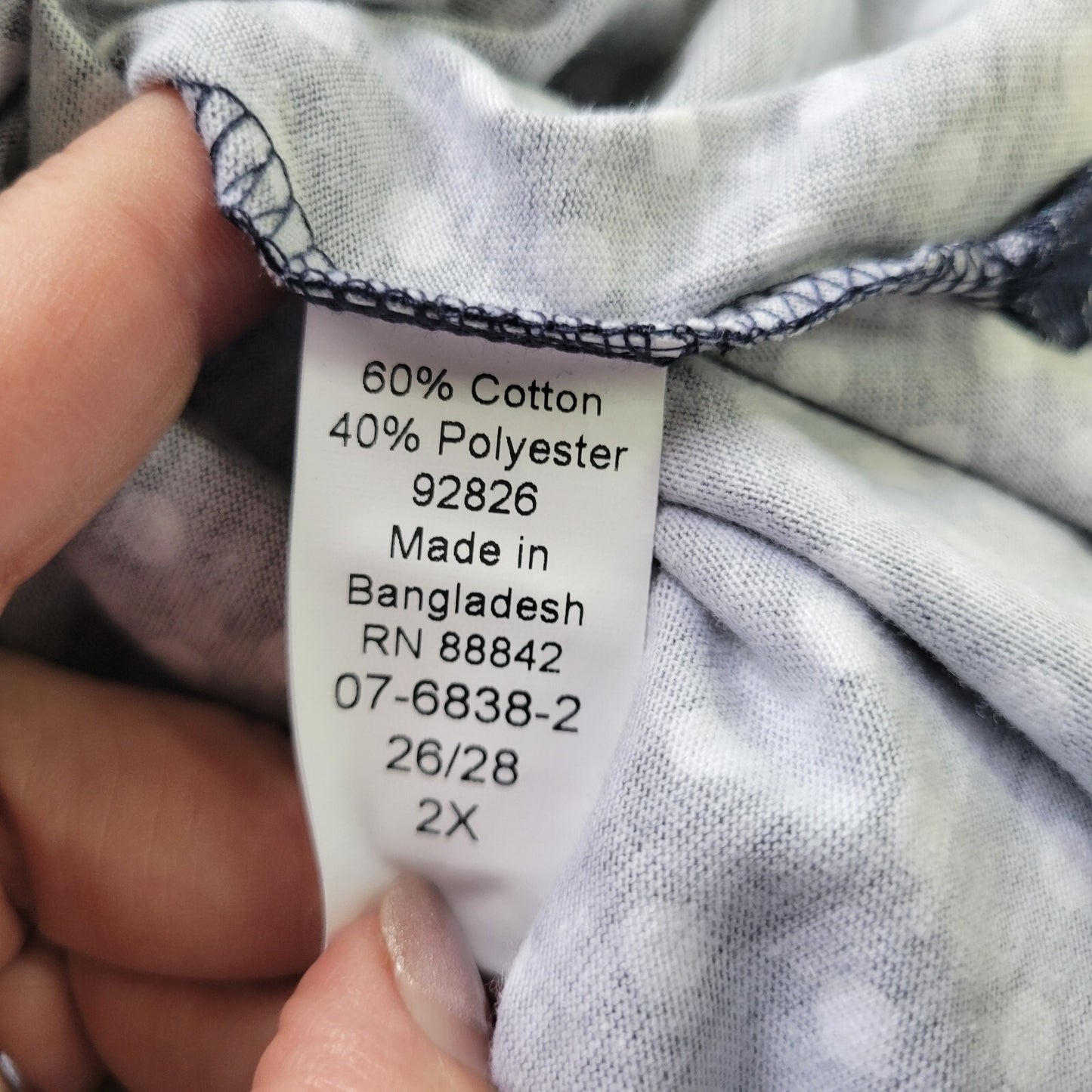 Woman Within Womens Top 2X 26 28 Plus 3/4 Sleeve Blue Polka Dot Cotton Blend