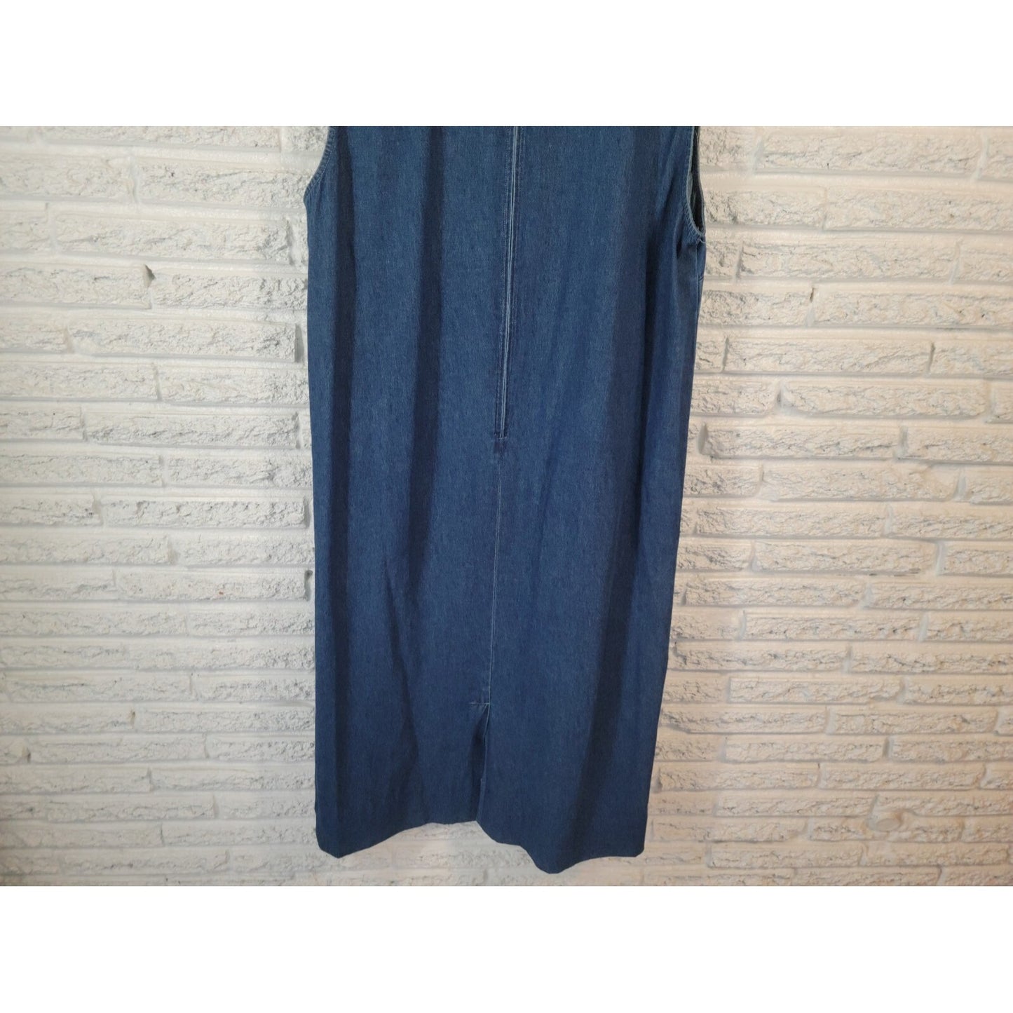 Country Wear Womens Dress 2X Plus Sleeveless Denim Blue Patchwork Embroider