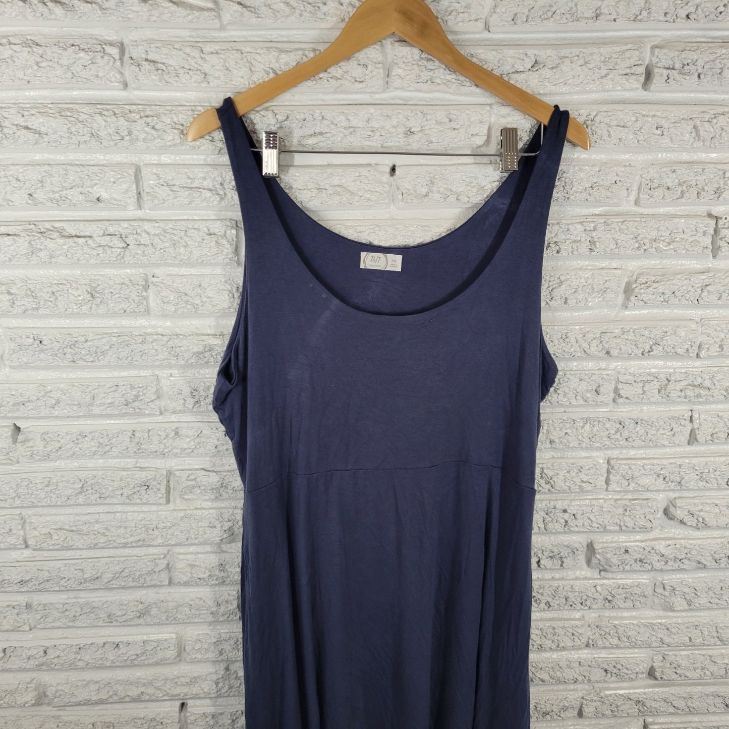 Maurices Women Dress XXL Plus Fit Flare Sleeveless Blue Rayon Blend Casual Comfy