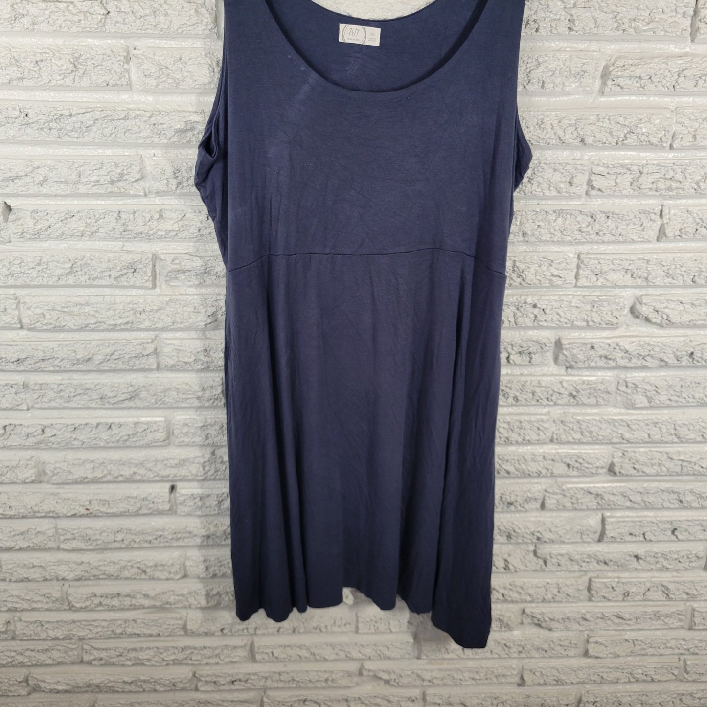 Maurices Women Dress XXL Plus Fit Flare Sleeveless Blue Rayon Blend Casual Comfy