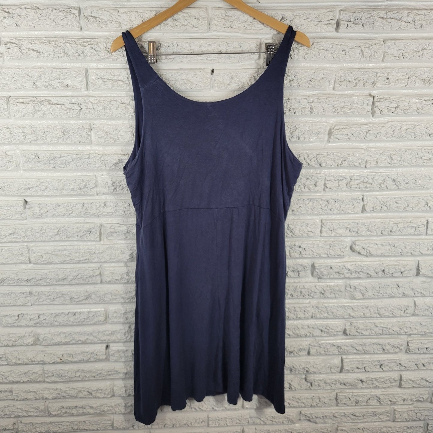 Maurices Women Dress XXL Plus Fit Flare Sleeveless Blue Rayon Blend Casual Comfy