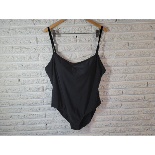 Fredericks of Hollywood Women Swimsuit 3X One Piece Spaghetti Black Built in Bra