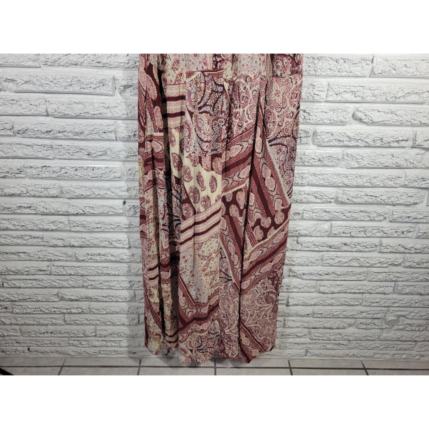 New York Co Womens Romper XXL Long Lagen Look Sleeveless Brown Geometric Crepe