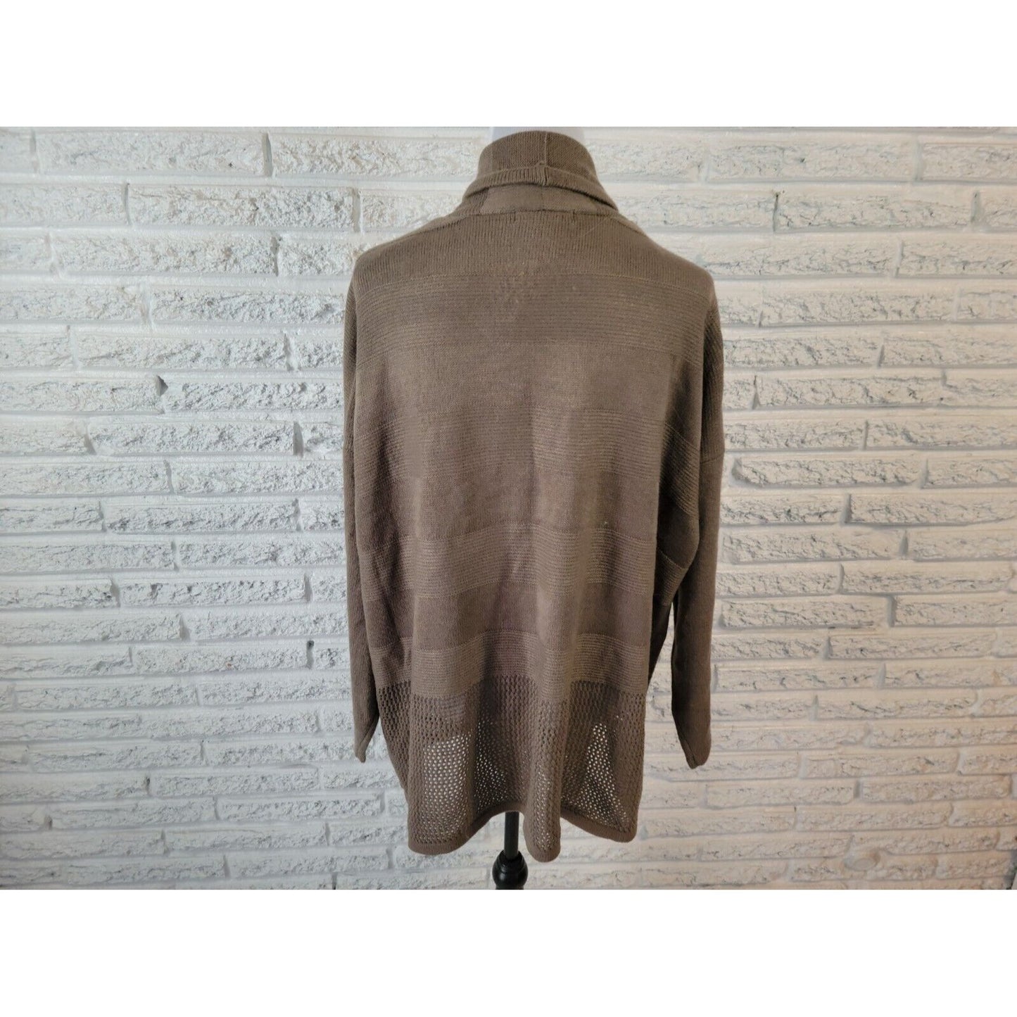 Design History Womens Sweater 3X Plus Cardigan Open Gray Acrylic Office New